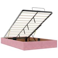 Ottoman bed met matras en LED's 120x200cm fluweel roze - thumbnail