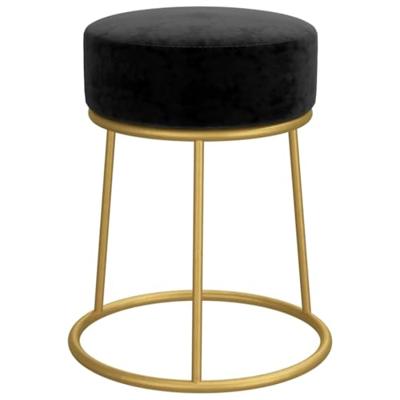 Hocker rond fluweel zwart - thumbnail