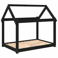 VidaXL Hondenmand 101x70x90 cm massief grenenhout zwart - thumbnail