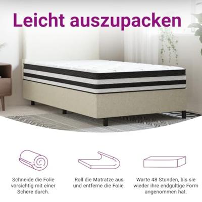 Pocketveringmatras middelhard 120x200 cm - thumbnail