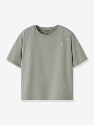 T-shirt met strass en boxy pasvorm voor meisjes NAME IT grijs