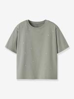 T-shirt met strass en boxy pasvorm voor meisjes NAME IT grijs - thumbnail