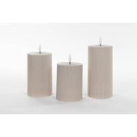 B.O. 3Pcs 3D Wick Taupe Ribbel Candle kaars 7,5X1012,515 cm Rusti Anna's Collection - Annas collection - thumbnail
