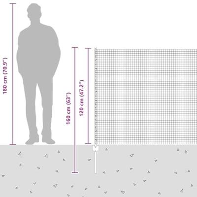 VidaXL Hek met paal grijs 1,2 x 25 m staal en pvc VidaXL Hek met paal grijs 1,2 x 25 m staal en pvc