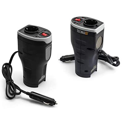 Technaxx TE13 Omvormer 200 W 12 V/DC - 230 V/AC, 5 V/DC Past in bekerhouder Technaxx TE13 Omvormer 200 W 12 V/DC - 230 V/AC, 5 V/DC Past in bekerhouder