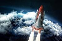 Fotobehang - Space shuttle verlaat de aarde, lancering, 11 maten, inclusief behanglijm - thumbnail