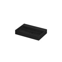 INK United Wastafel Porselein met 1 Kraangat incl. Porseleinen Click Plug en Verborgen Overloop Systeem - 700x450x110 mm - Mat Zwart - thumbnail