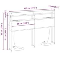 Opberghoofdbord met plank Zwart eiken 120 cm Bewerkt hout - thumbnail