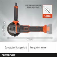 Draadloze hoekmolen 20V Ø115mm + Progressive Start - Dual Power POWDP35100 - geleverd zonder batterij of oplader - thumbnail