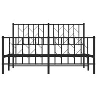 Bedframe met hoofd- en voeteneinde metaal zwart 140x200 cm - thumbnail