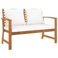 VidaXL Tuinbank met crèmekleurig kussen 120 cm massief acaciahout - thumbnail