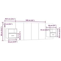 Hoofdbord met kastjes bewerkt hout grijs sonoma eikenkleurig - thumbnail