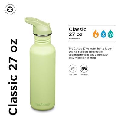Klean Kanteen Drinkfles - classic - sportdop met flip - shadow lime - 800 ml