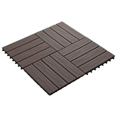 VidaXL Terrastegels diep reliëf 30x30 cm 1 m² hkc donkerbruin 11 st