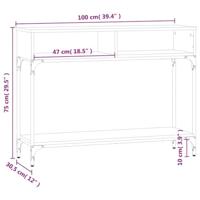 Wandtafel 100x30,5x75 cm bewerkt hout bruin eikenkleur - thumbnail