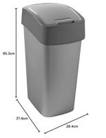 Curver flip bin 45 liter zilver/antraciet - thumbnail