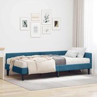 Hoekbedframe met Matras Anders 2 pcs Blauw Fluweel - thumbnail