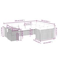 10-delige Loungeset met kussens poly rattan zwart - thumbnail