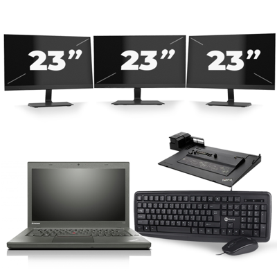Lenovo ThinkPad T460 - Intel Core i5-6e Generatie - 14 inch - 8GB RAM - 256GB SSD - Windows 11 + 3x 23 inch Monitor