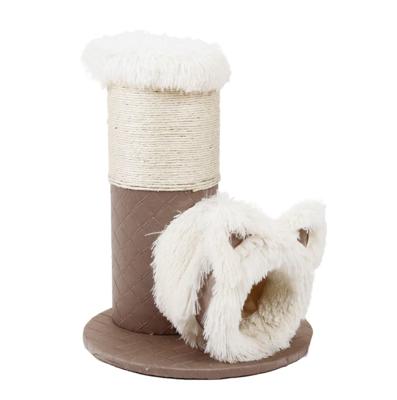 Nobleza Kattenmeubel cilinder met holletje en ligplaats - Wit fluffy - 54 cm Nobleza Kattenmeubel cilinder met holletje en ligplaats - Wit fluffy - 54 cm