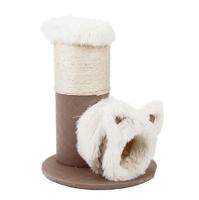 Nobleza Kattenmeubel cilinder met holletje en ligplaats - Wit fluffy - 54 cm - thumbnail