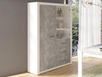 Vitrinekast GENJI 2 deuren 3 lades beton/wit - thumbnail