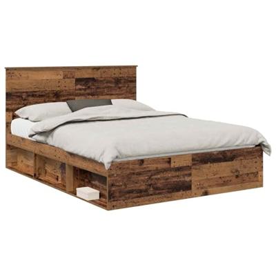 Bedframe met hoofdeinde Oudhout 150 x 200 cm Massief grenenhout