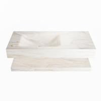 MONDIAZ ALAN-DLUX 100cm planchet Ostra. Vrijhangende wastafel CLOUD links 1 kraangat, kleur Ostra. - thumbnail