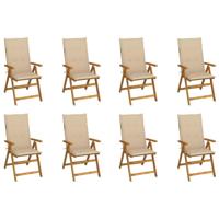 Tuinstoelen 8 st inklapbaar met kussens massief acaciahout - thumbnail