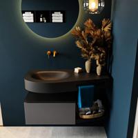 MONDIAZ RIVA 100cm badmeubel onderkast / planchet kleur Dark_Grey met 1 lade. Wastafel DULCET links 0 kraangaten kleur Urban. - thumbnail