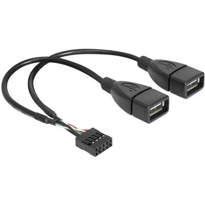 Delock 83292 USB-kabel USB 2.0 Shrouded header 8-polig, USB-A bus 0.20 m Zwart UL gecertificeerd