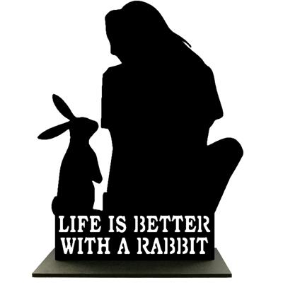 Houten Standaard - Vrouw met Konijn - Pillow Buddies