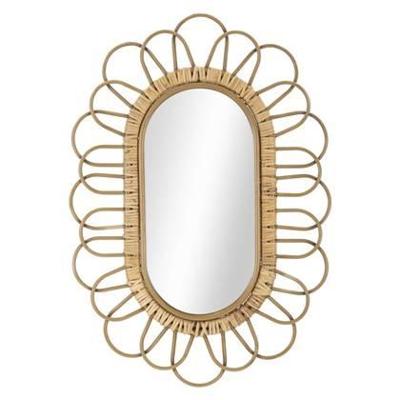 Mauro Ferretti Panama Wandspiegel in metaal en bruin rotan