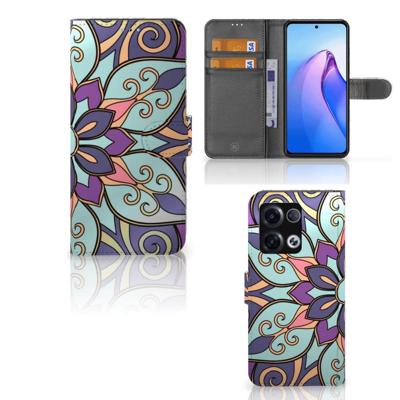OPPO Reno8 Pro Hoesje Purple Flower OPPO Reno8 Pro Hoesje Purple Flower