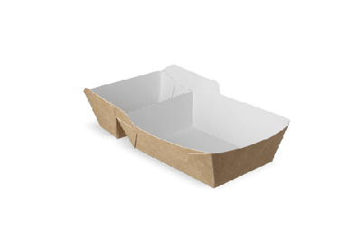 Frietbakjes A23 (A7+1) kraft/wit BIO Frietbakjes A23 (A7+1) kraft/wit BIO