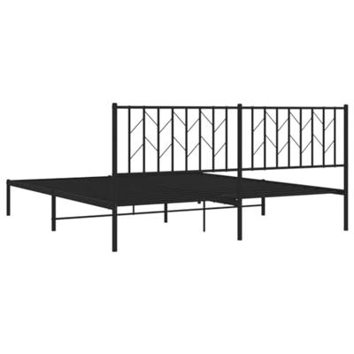 Bedframe met hoofdbord metaal zwart 183x213 cm