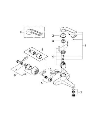 GROHE Euroeco wandkraan met koppelingen inclusief hendel 17cm 20,3cm chroom 32778000