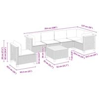 7-delige Loungeset met kussens poly rattan grijs - thumbnail