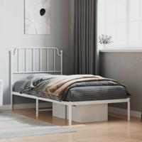 Bedframe met hoofdbord metaal wit 90x200 cm - thumbnail