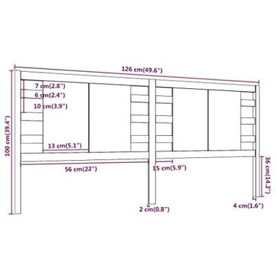 Hoofdbord 126x4x100 cm massief grenenhout grijs