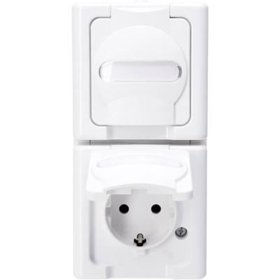 Kopp 131402009 BlueElectric Compleet Wandcontactdoos met randaarde en klapdeksel spatwaterdicht Arctisch-wit 2-voudig 1 stuk(s)