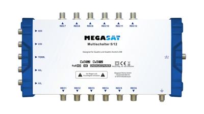 MegaSat 0600205 Satelliet multiswitch Ingangen (satelliet): 5 (4 satelliet / 1 terrestrisch) Aantal gebruikers: 12