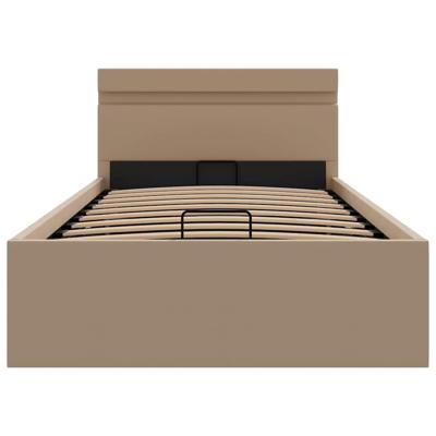 Bedframe met opslag en LED kunstleer cappuccino 120x200 cm
