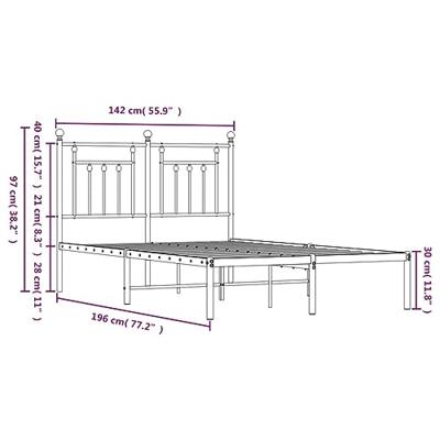 Bedframe met hoofdbord metaal zwart 135x190 cm Bedframe met hoofdbord metaal zwart 135x190 cm