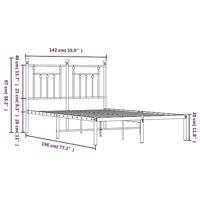 Bedframe met hoofdbord metaal zwart 135x190 cm - thumbnail