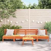 Tuinbanken 4 st zonder armleuning massief grenenhout wasbruin - thumbnail