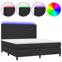 Boxspring met matras en LED kunstleer zwart 180x200 cm - thumbnail