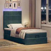 Ottoman bed met matrassen en LED's 80x200cm fluweel donkergroen - thumbnail