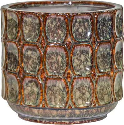 Mega Collections Bloempot Viva Cylinder Ø12.5x11cm Bruin