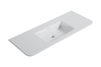 Wastafel Wiesbaden Laro 120x48x1,5 cm Zonder Kraangat Ronde Hoeken Solid Surface Mat Wit